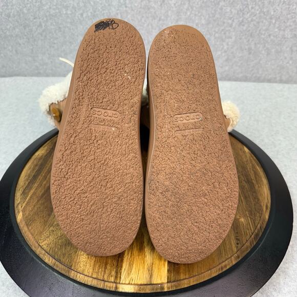 Crocs Modessa Winter Tall Boot Women’s 8 Faux Suede Brown Button Comfort Shoes - Picture 7 of 7